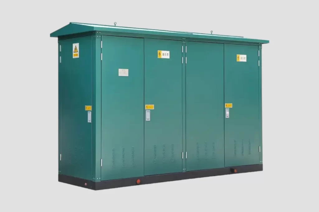 green painted steel compact substation