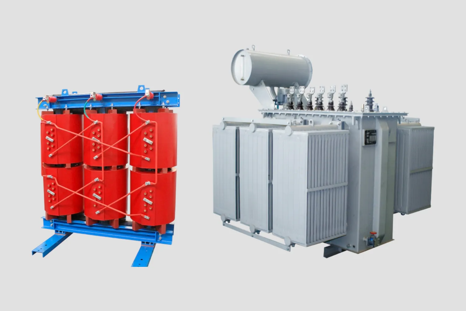 a dry type and a iol immersed type rectifier transformers