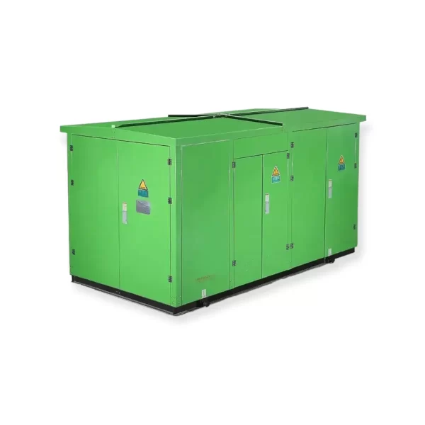 prefabricated substation green painted housing